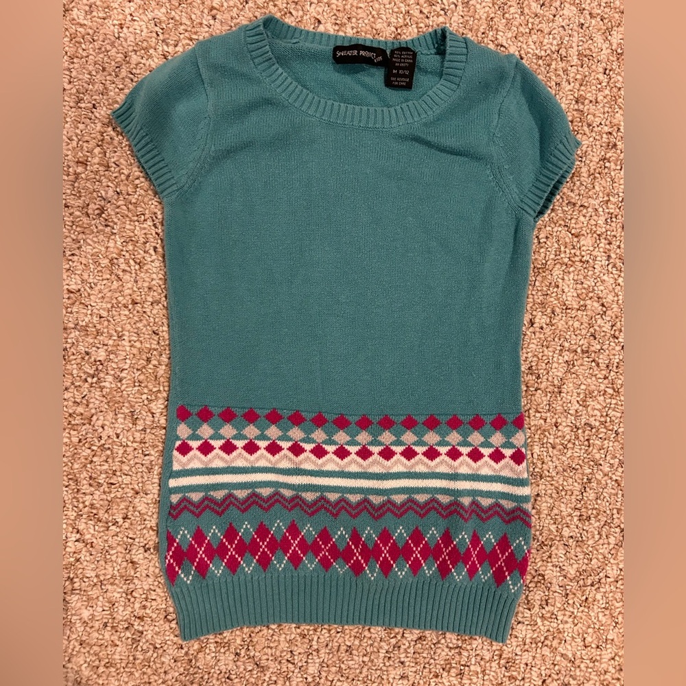 Girls short sleeve sweater top M (10/12)